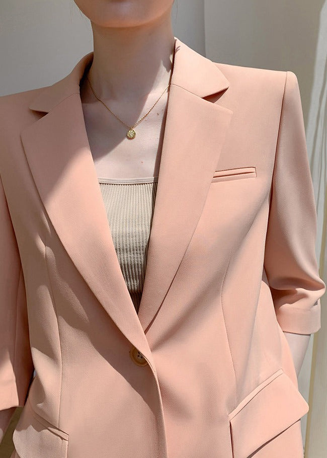 Half-Sleeve Tailored Jacket & Wide-Leg Pants Set　R117
