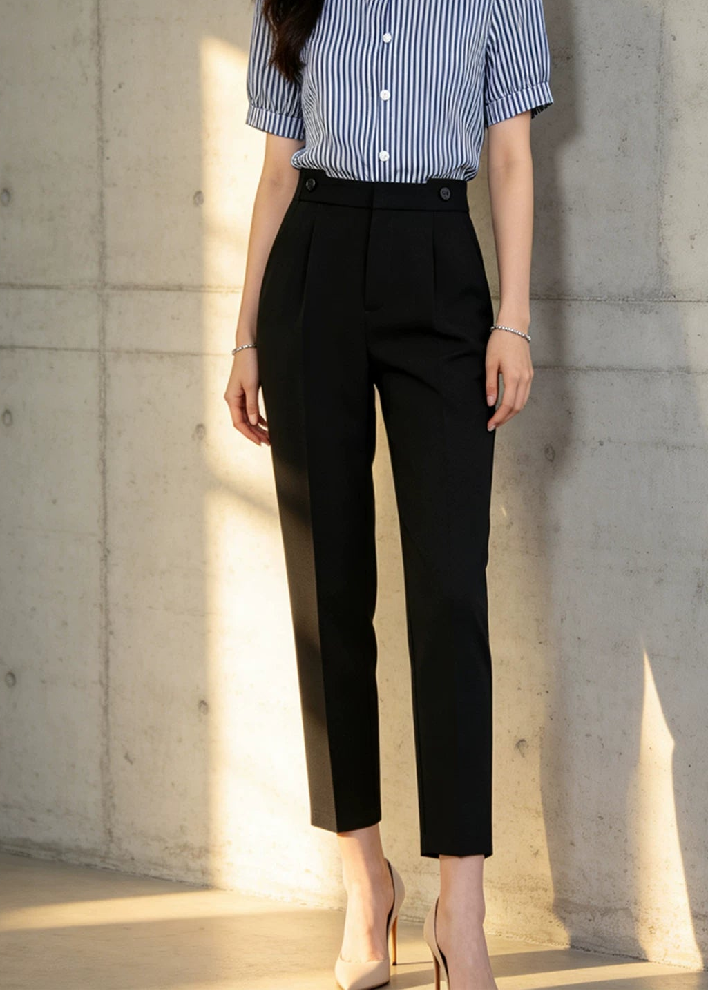 High-Waist Ankle-Length Straight Pants　R149