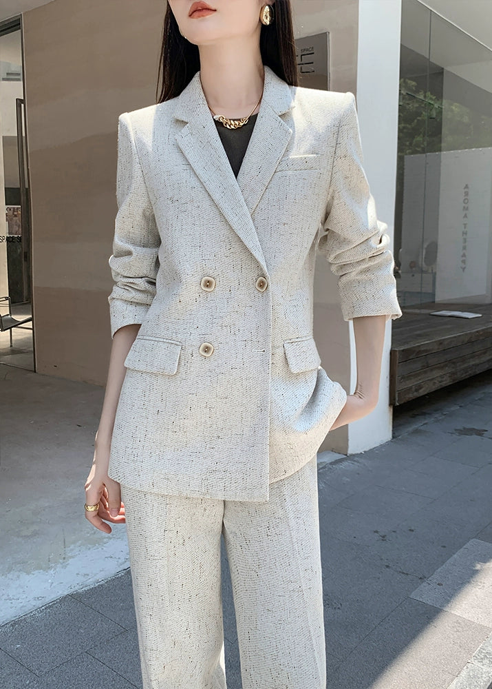 Chic Tweed Wide-Leg Pants Suit　R55
