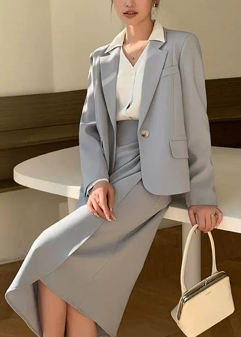 Clean Line Jacket & Draped Midi Skirt Set　R104