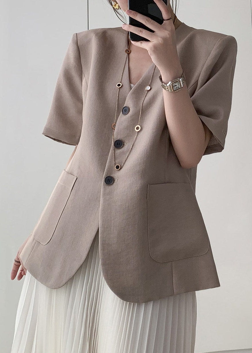 Minimal Half Sleeve Collarless Jacket　R130