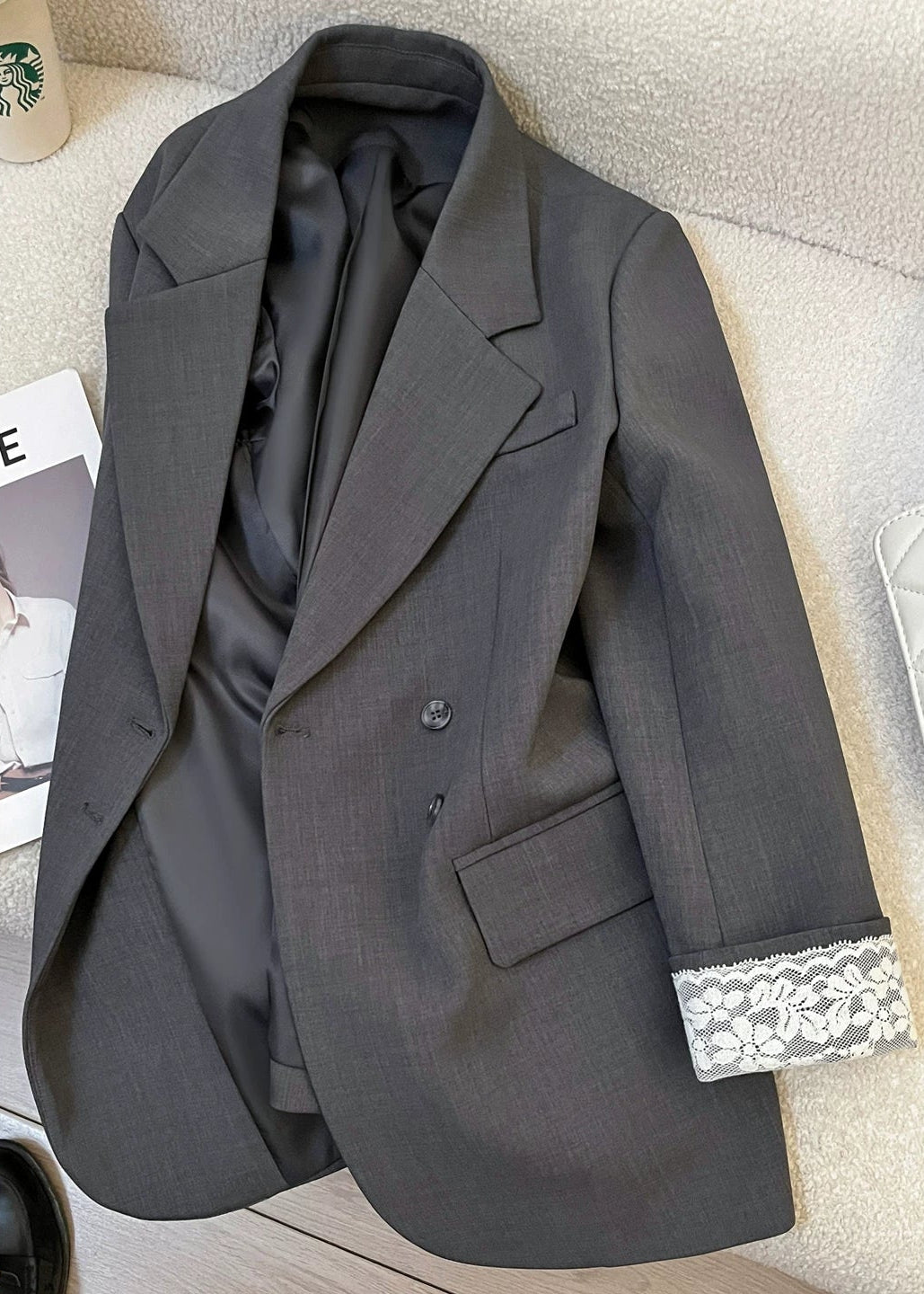 Lace Cuff Double Tailored Jacket　R67