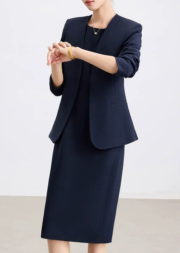 Collarless Jacket & Sleeveless Dress Suit Set　R94