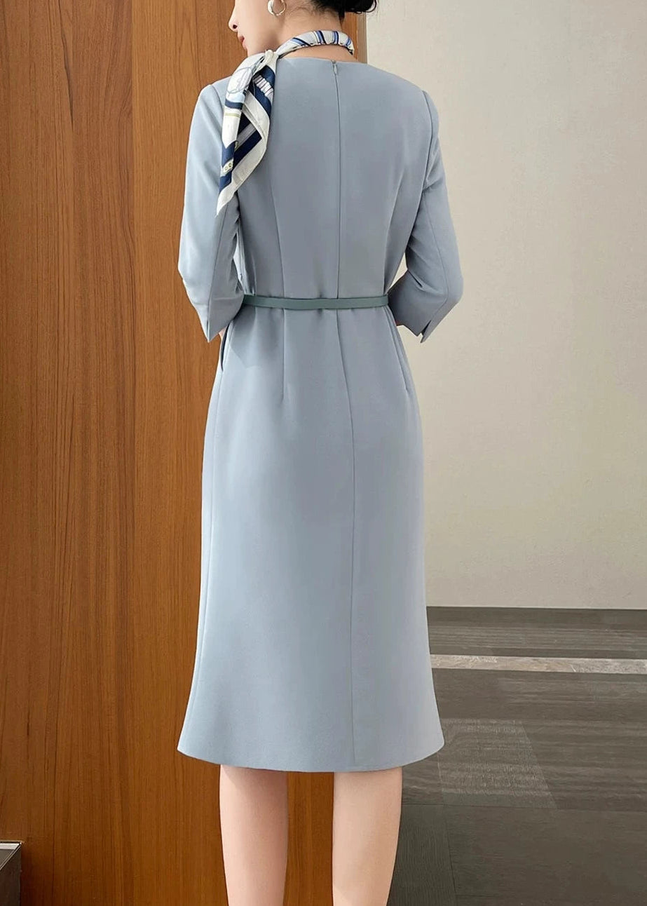 Asymmetry Pearl Accent Midi Dress　R91