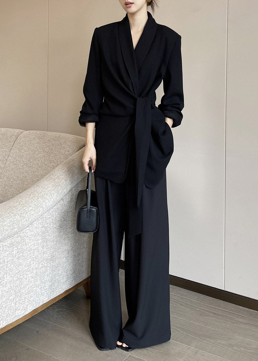 Draped Tie Waist Tailored Jacket　R165