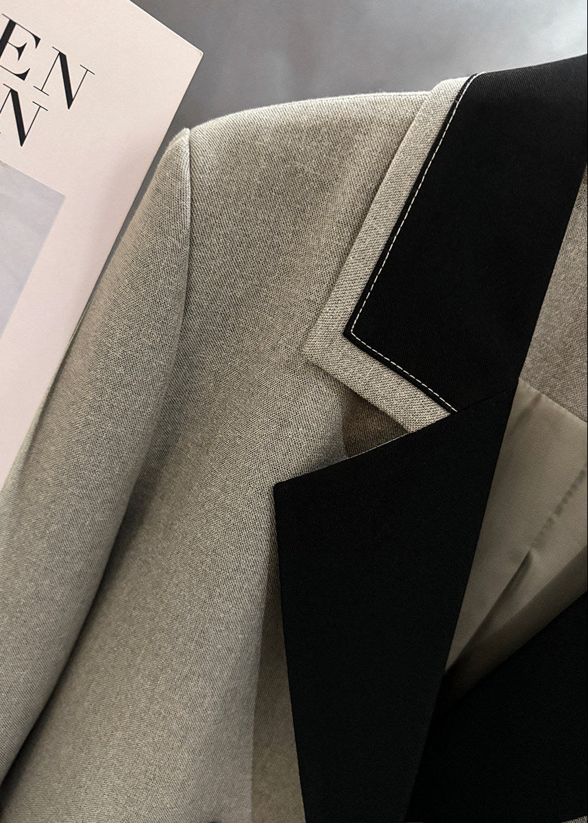 Contrast Layered Lapel Blazer　R183