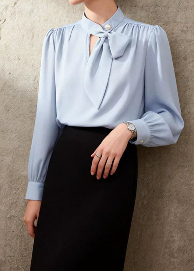 Keyhole Bow Tie Blouse　R100