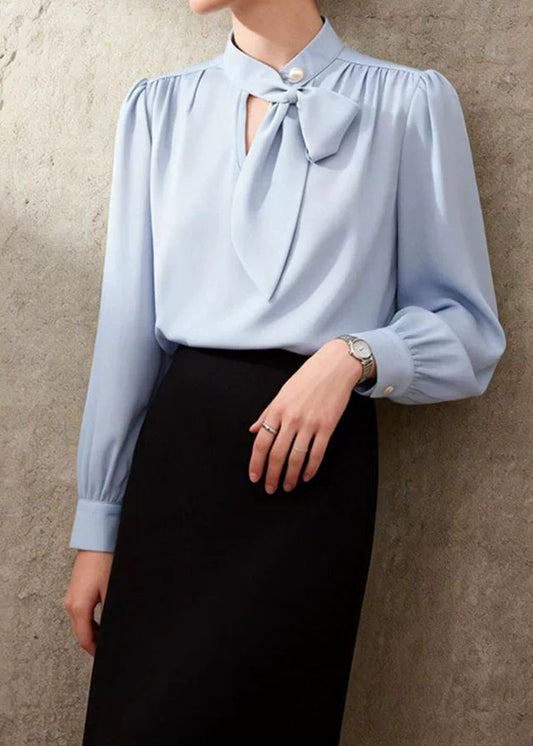 Keyhole Bow Tie Blouse　R100