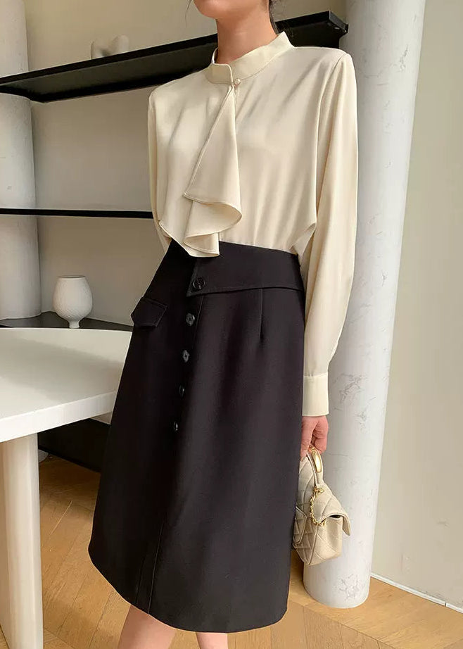 Asymmetry Frill Tie Blouse　R107