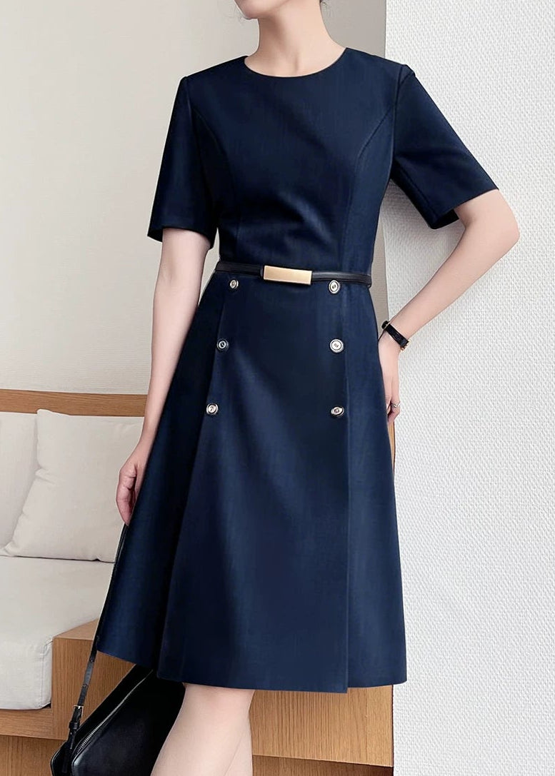 Belted Fit & Flare Midi Dress　R136
