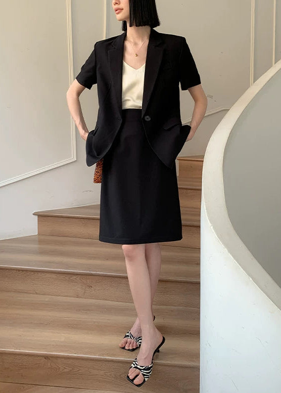Refined Half Sleeve Jacket & Straight Skirt Set　R106