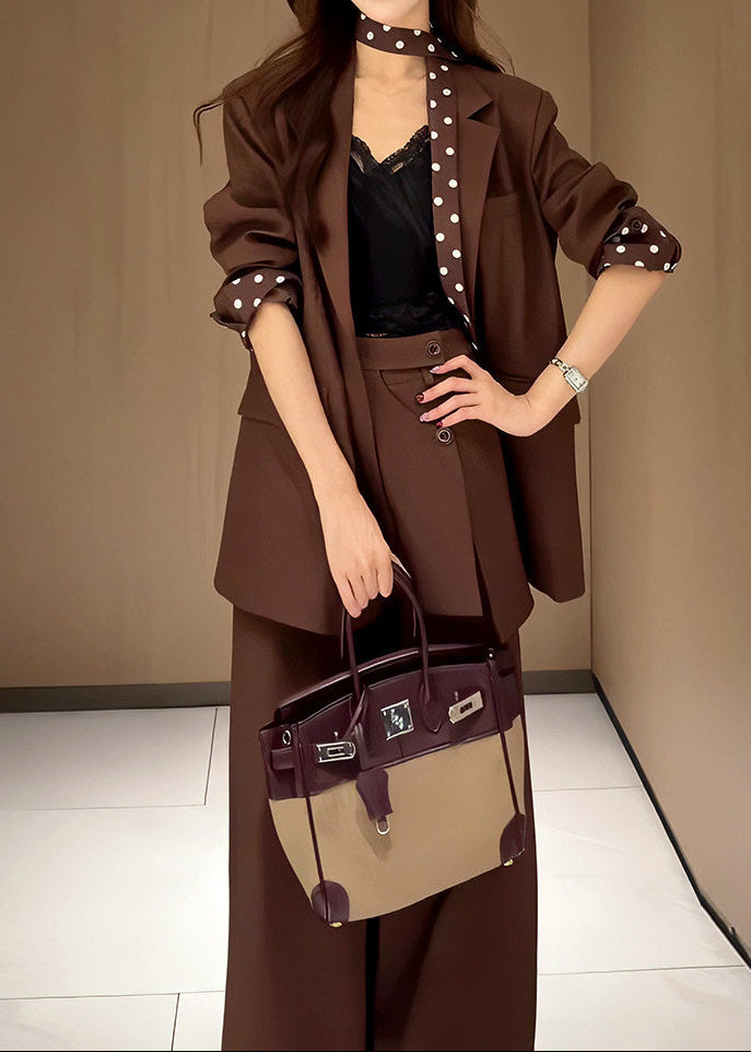 Polka Dot Scarf Layered Pants Suit　R176