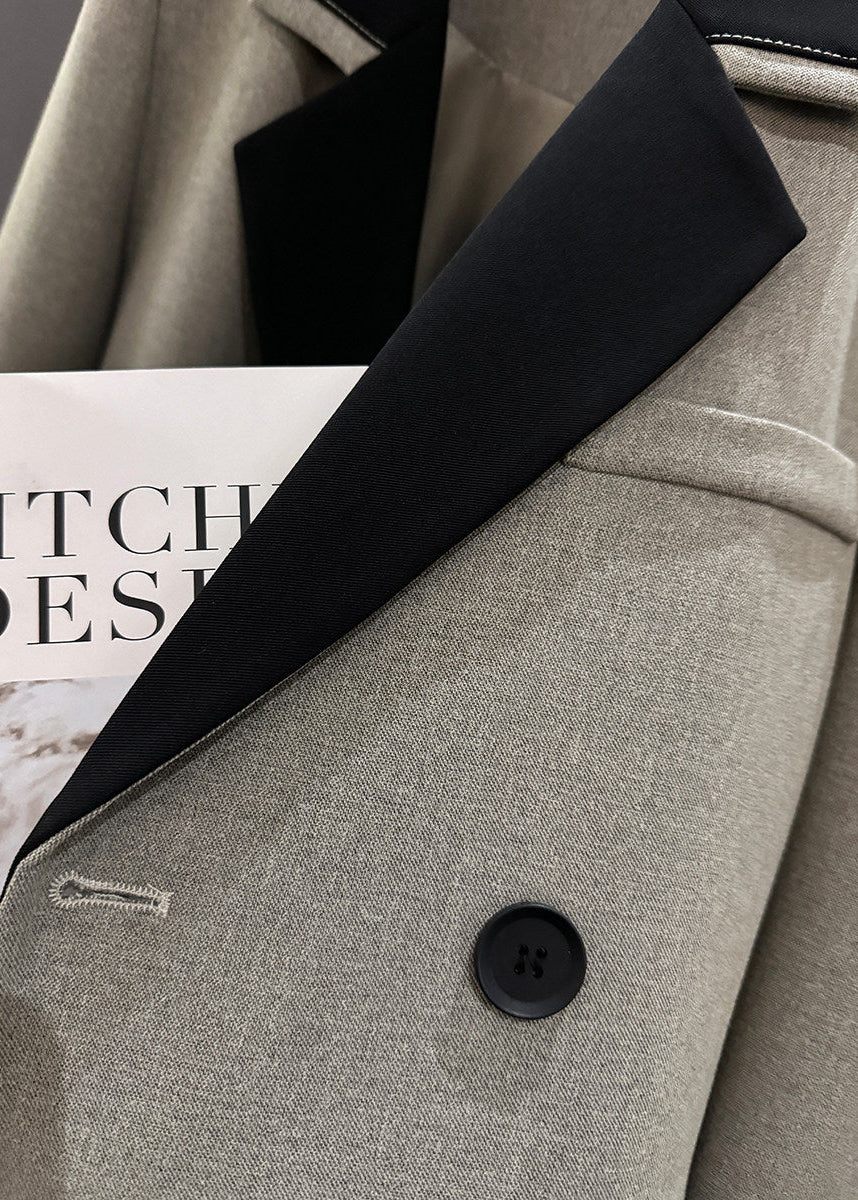 Contrast Layered Lapel Blazer　R183