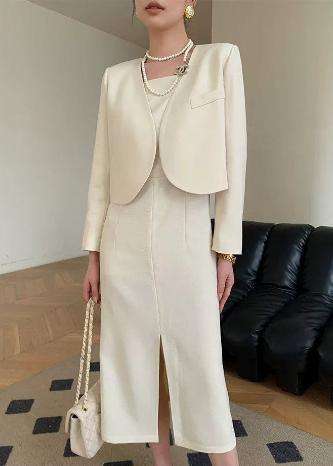 Minimal Chic Cropped Jacket & Dress Set　R101