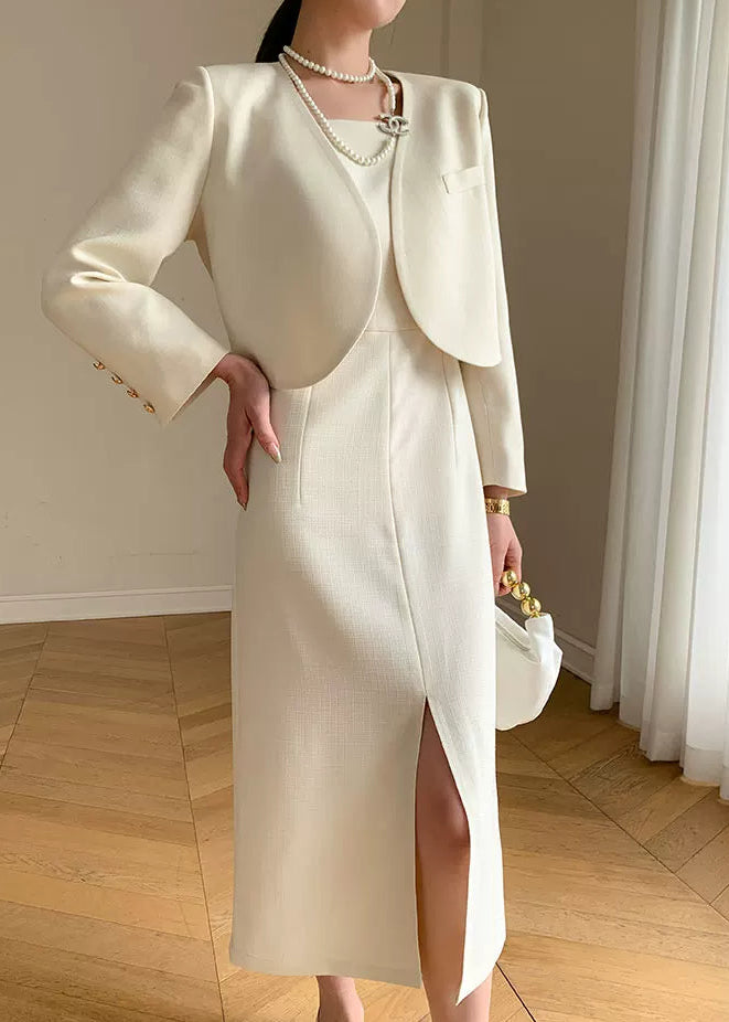 Minimal Chic Cropped Jacket & Dress Set　R101
