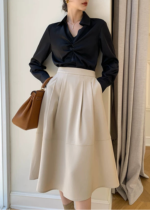 Twist Draped Satin Blouse　R109