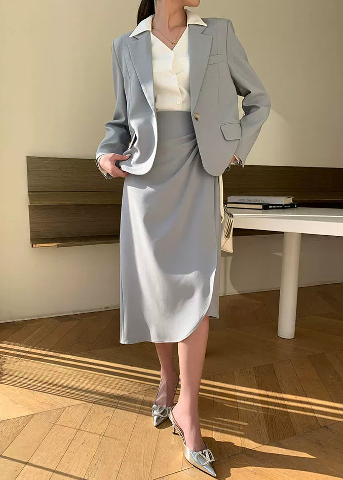 Clean Line Jacket & Draped Midi Skirt Set　R104