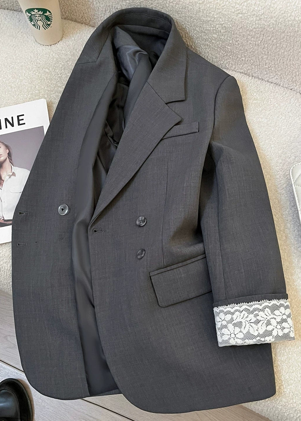 Lace Cuff Double Tailored Jacket　R67