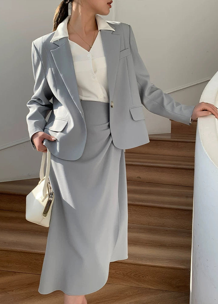 Clean Line Jacket & Draped Midi Skirt Set　R104