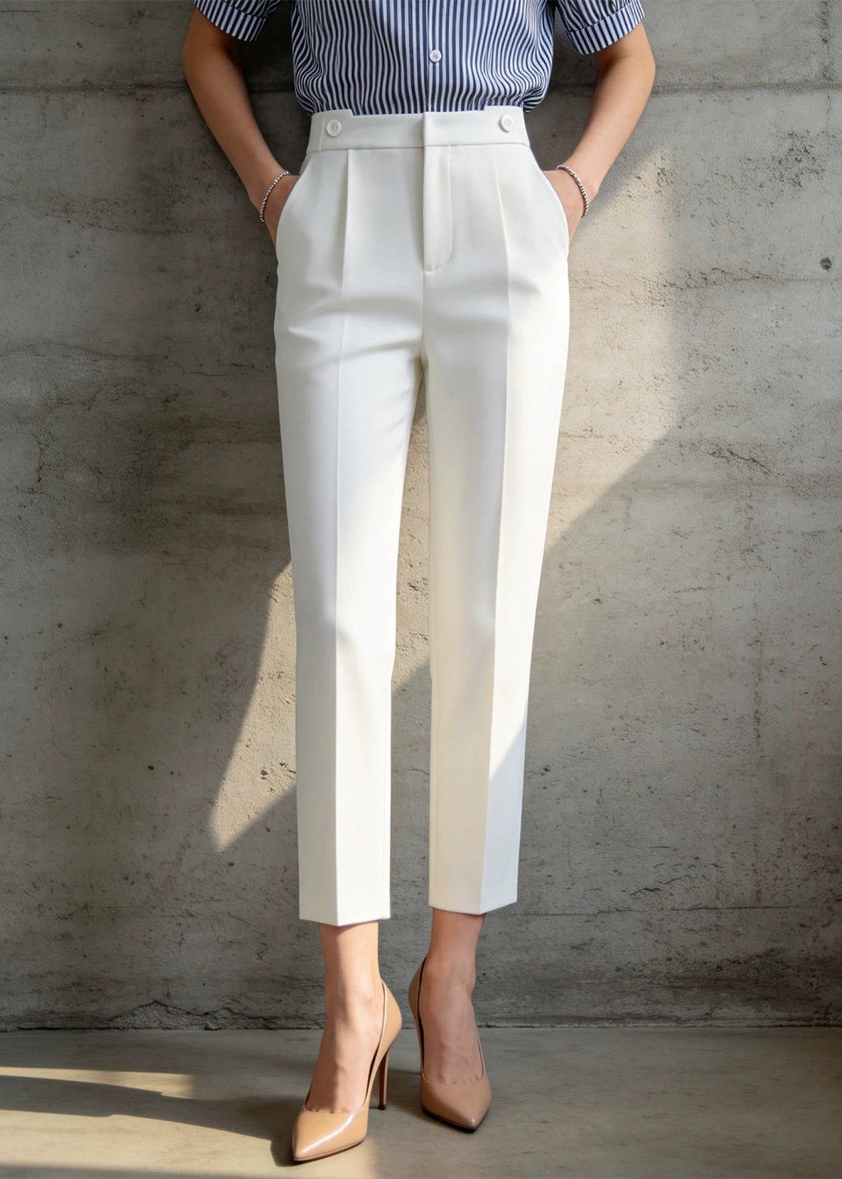 High-Waist Ankle-Length Straight Pants　R149