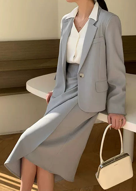 Clean Line Jacket & Draped Midi Skirt Set　R104