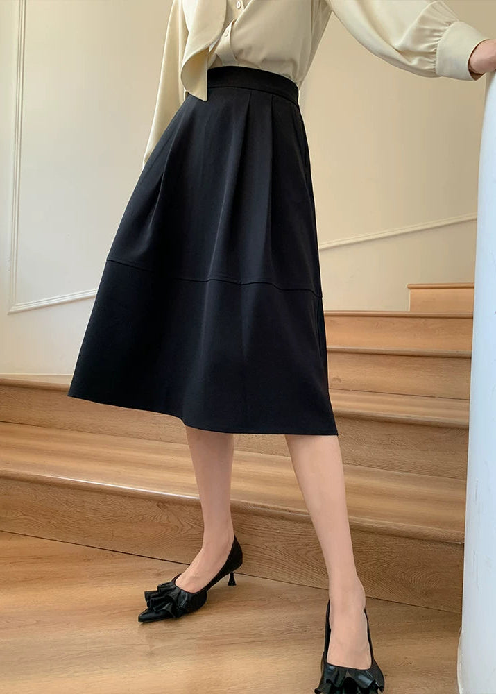 High Waist A-Line Midi Skirt　R108