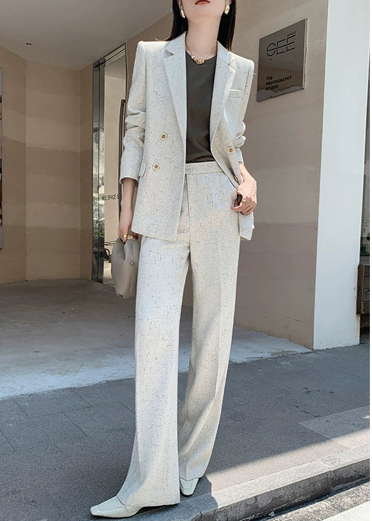 Chic Tweed Wide-Leg Pants Suit　R55