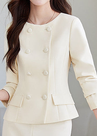 Double-Breasted Peplum Skirt Suit　R170
