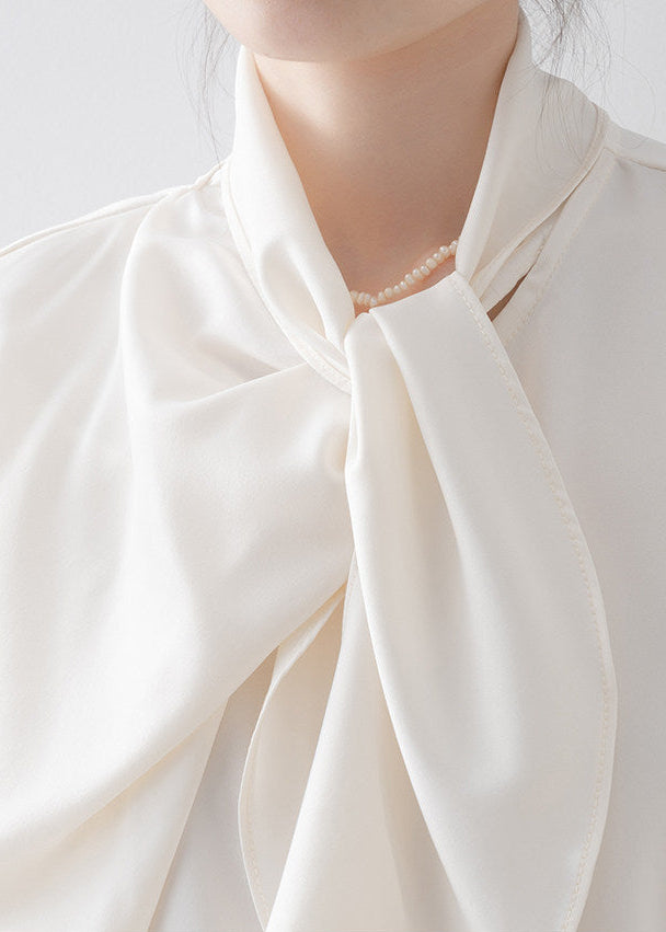 Asymmetric Draped Tie-Neck Blouse　R243