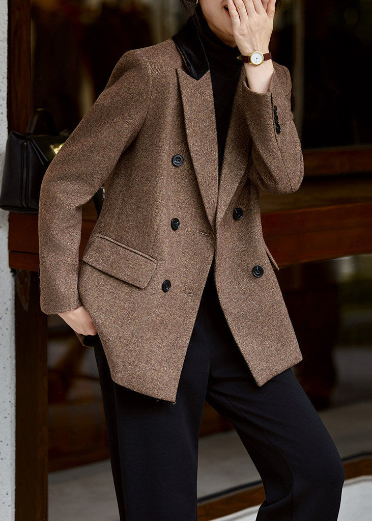 Velvet Collar Double-Breasted Blazer　R168