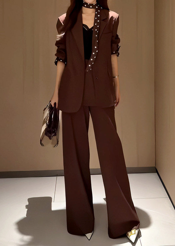 Polka Dot Scarf Layered Pants Suit　R176