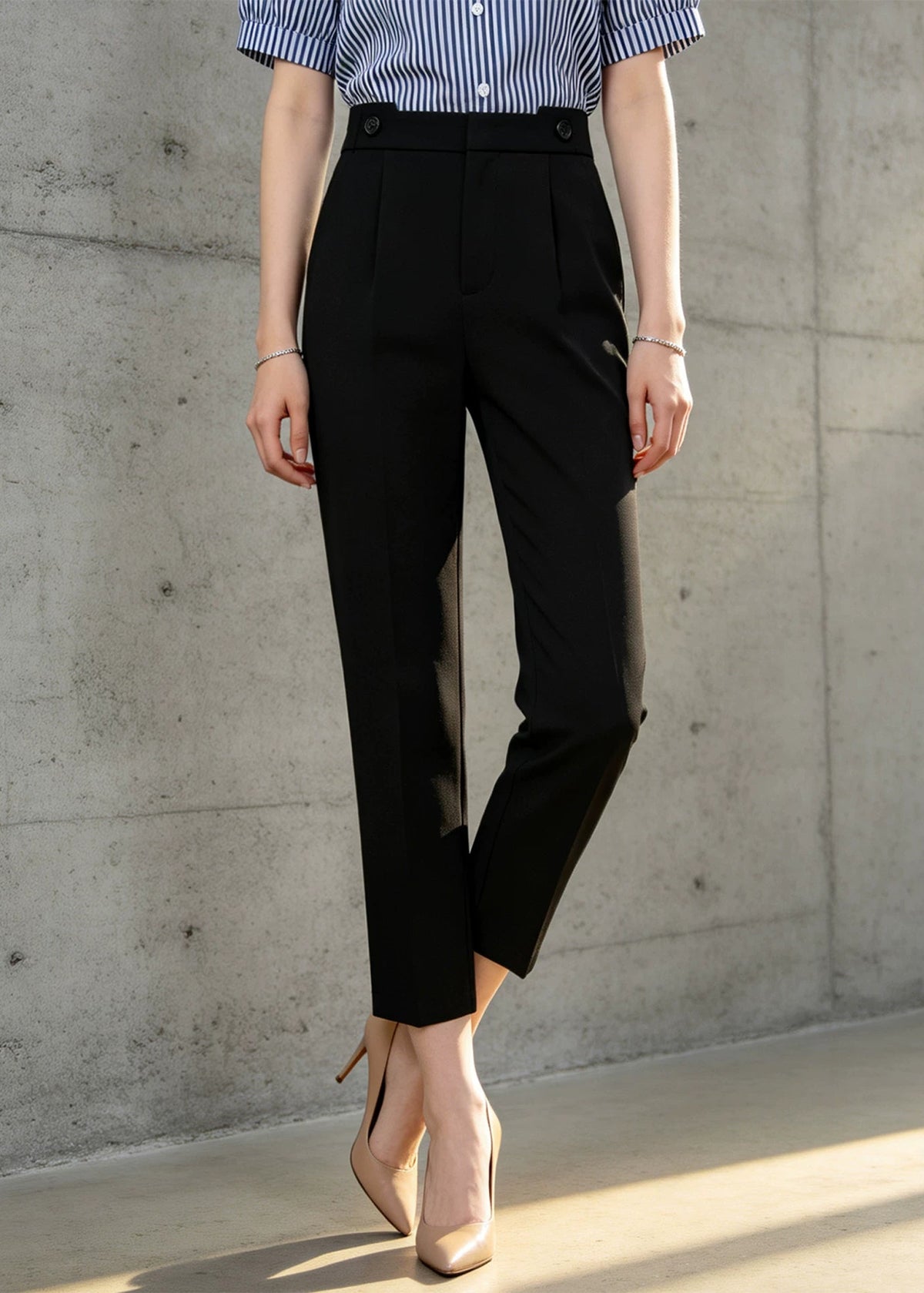 High-Waist Ankle-Length Straight Pants　R149