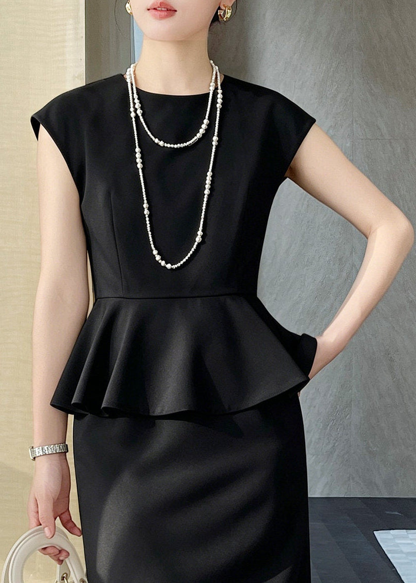 Sleeveless Peplum Top & Pencil Skirt Two-Piece Set　R142