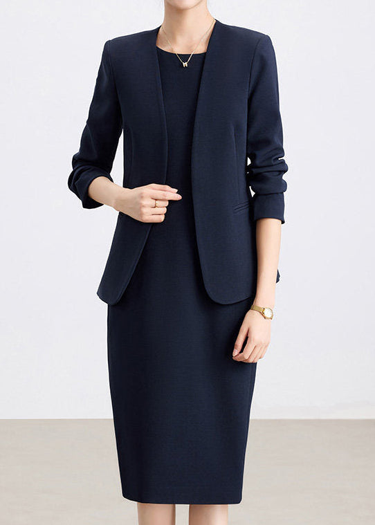 Collarless Jacket & Sleeveless Dress Suit Set　R94