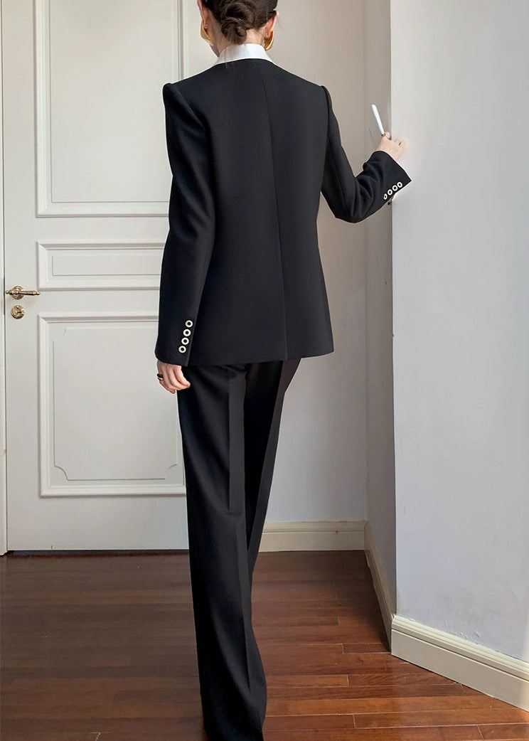 Contrast Shawl Collar Tailored Set-Up　R42