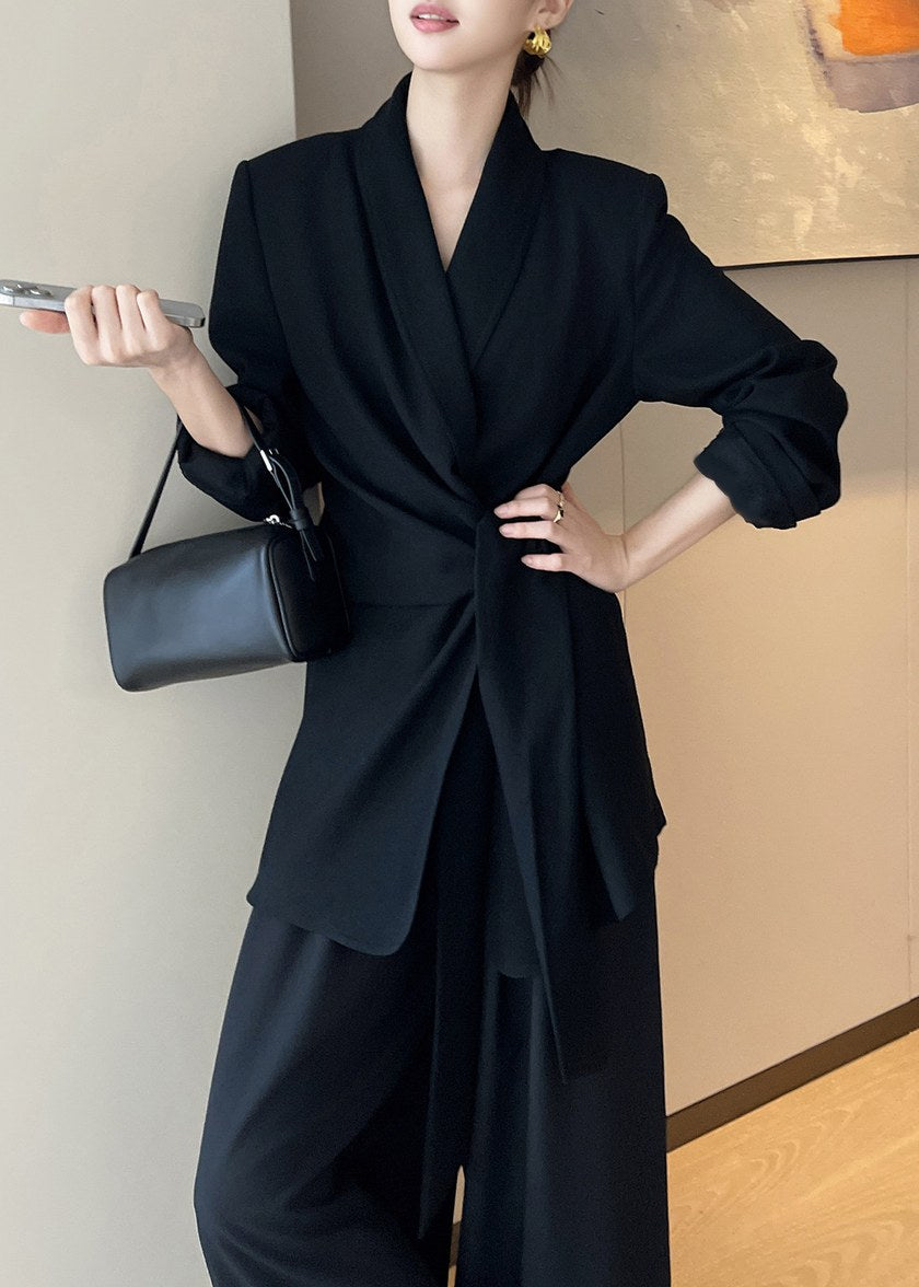 Draped Tie Waist Tailored Jacket　R165