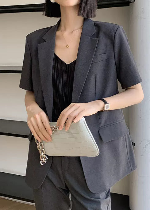 Modern Grey Short Sleeve Jacket & Slim Pants Set　R105