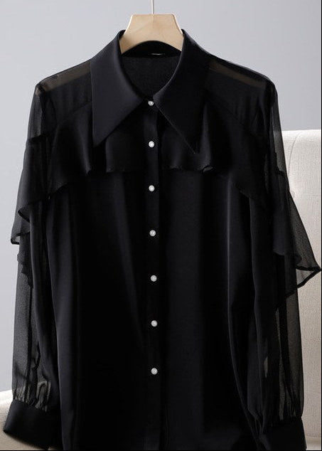 Ruffle Cape Sheer Blouse　R167
