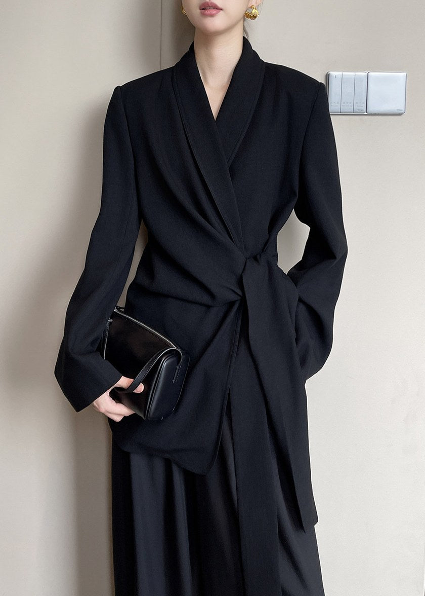 Draped Tie Waist Tailored Jacket　R165