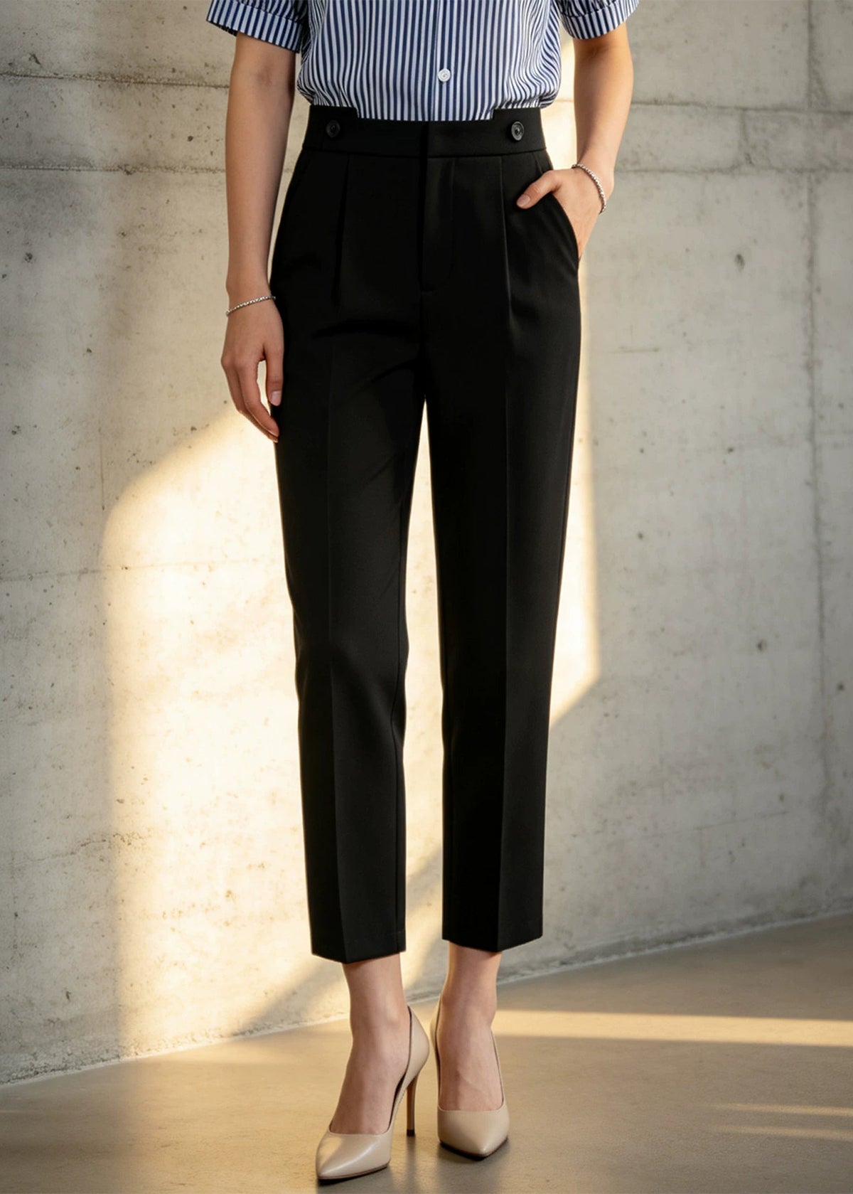 High-Waist Ankle-Length Straight Pants　R149