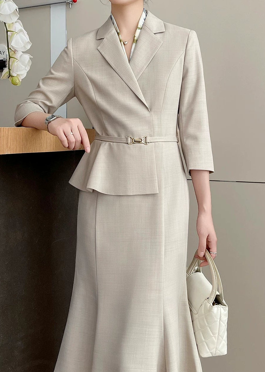 Tailored Belted Flare Midi Dress　R92