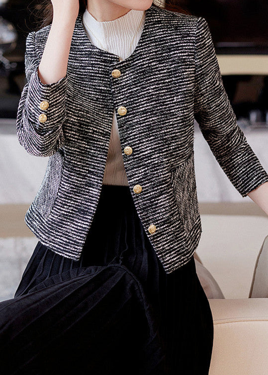 Textured Tweed Collarless Jacket　R171