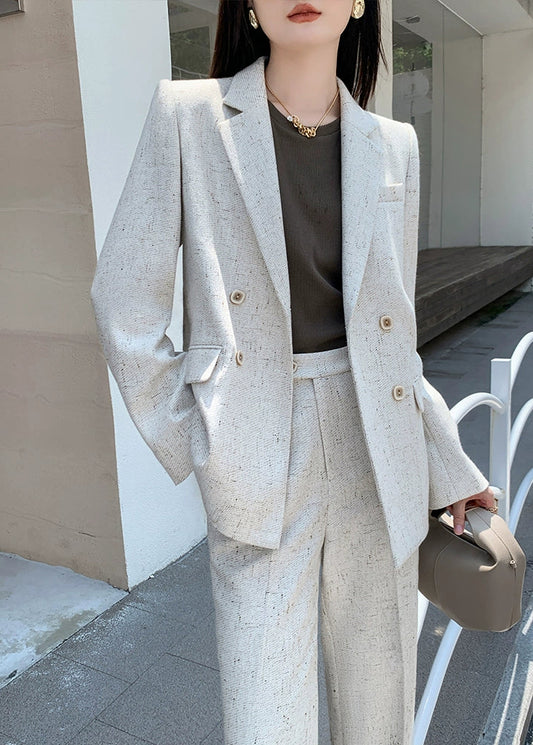 Chic Tweed Wide-Leg Pants Suit　R55