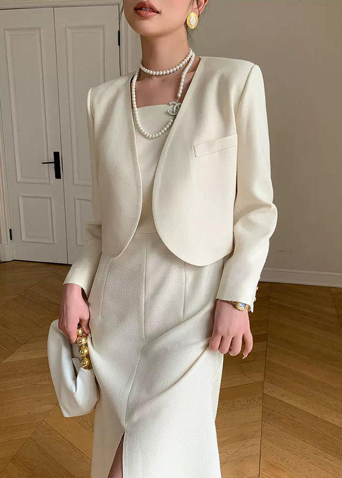 Minimal Chic Cropped Jacket & Dress Set　R101