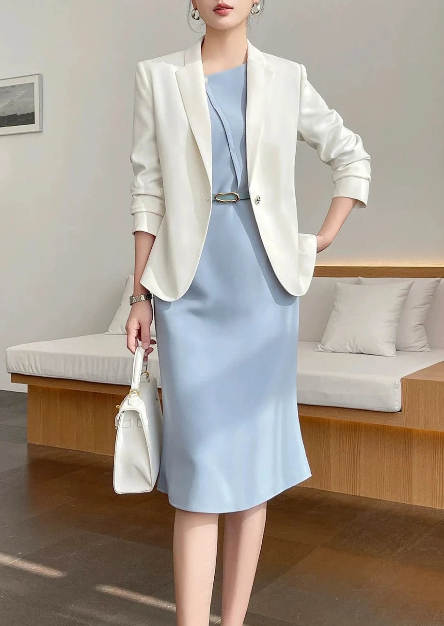 Asymmetry Pearl Accent Midi Dress　R91