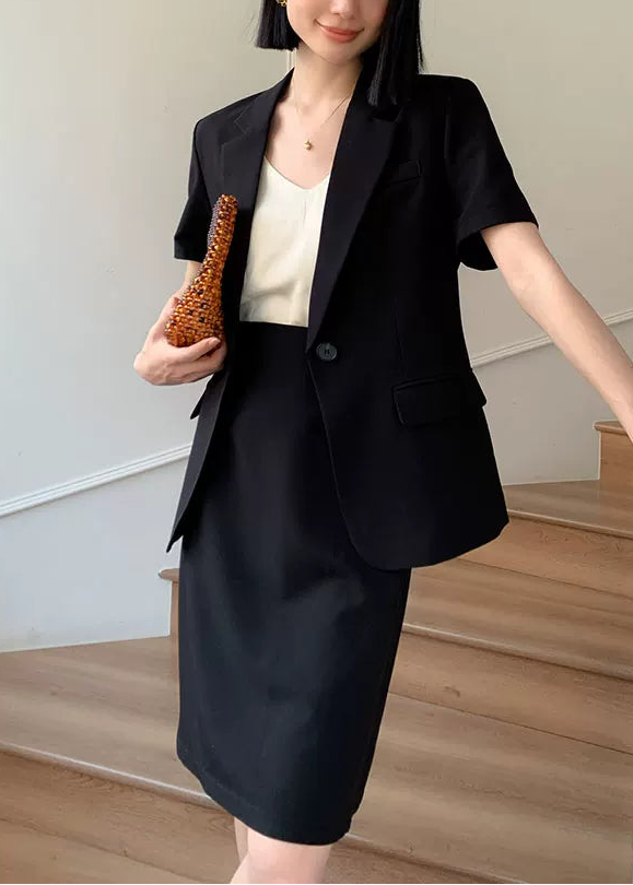 Refined Half Sleeve Jacket & Straight Skirt Set　R106
