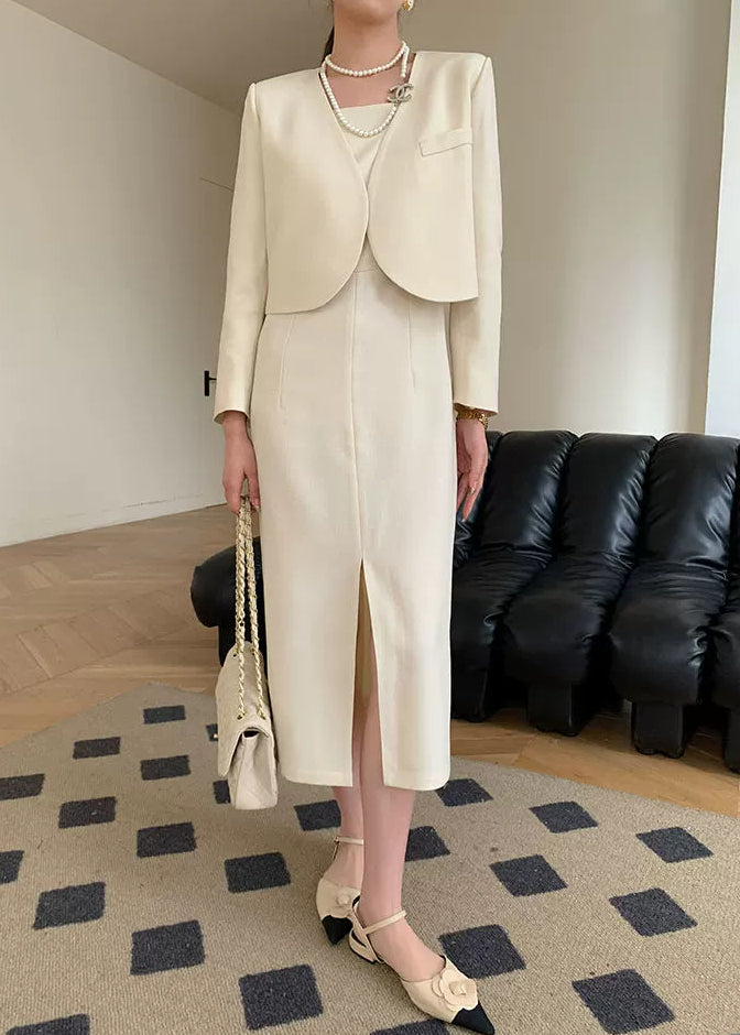 Minimal Chic Cropped Jacket & Dress Set　R101