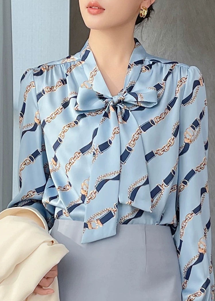 Chain Ribbon Tie Blouse　R77