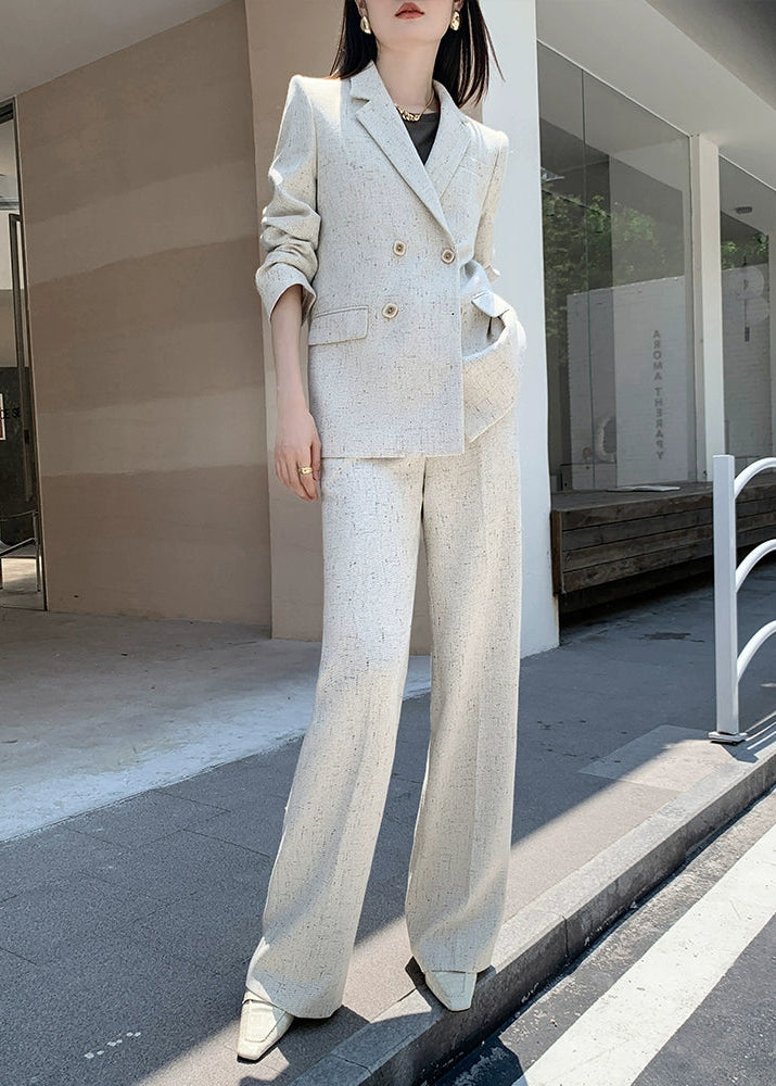 Chic Tweed Wide-Leg Pants Suit　R55