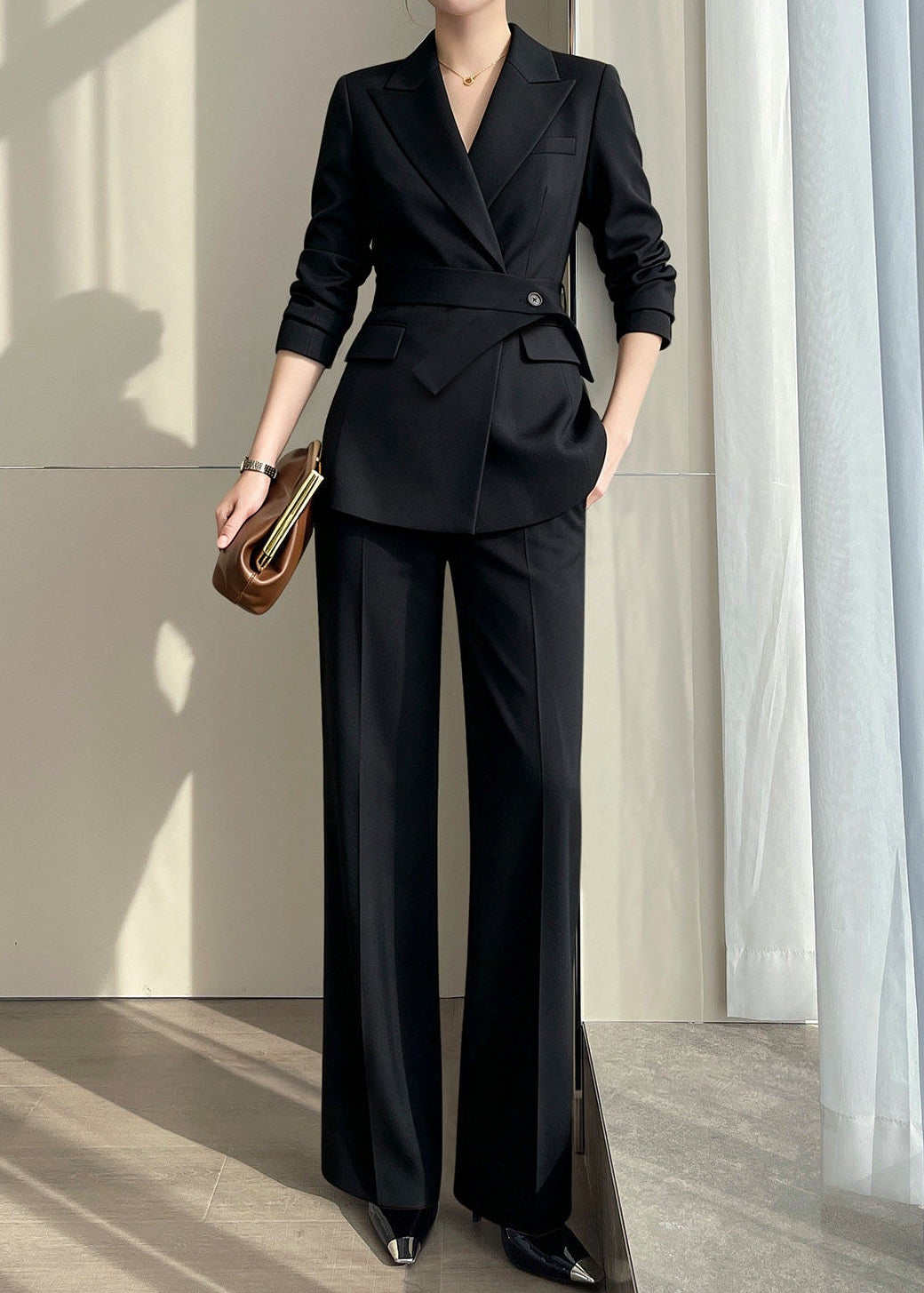 Belted Tailored Pants Suit　R247